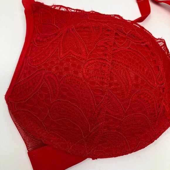 NWT Lively The Smooth Lace No-wire Push-up Bra Size 34D Red - Picture 2 of 6